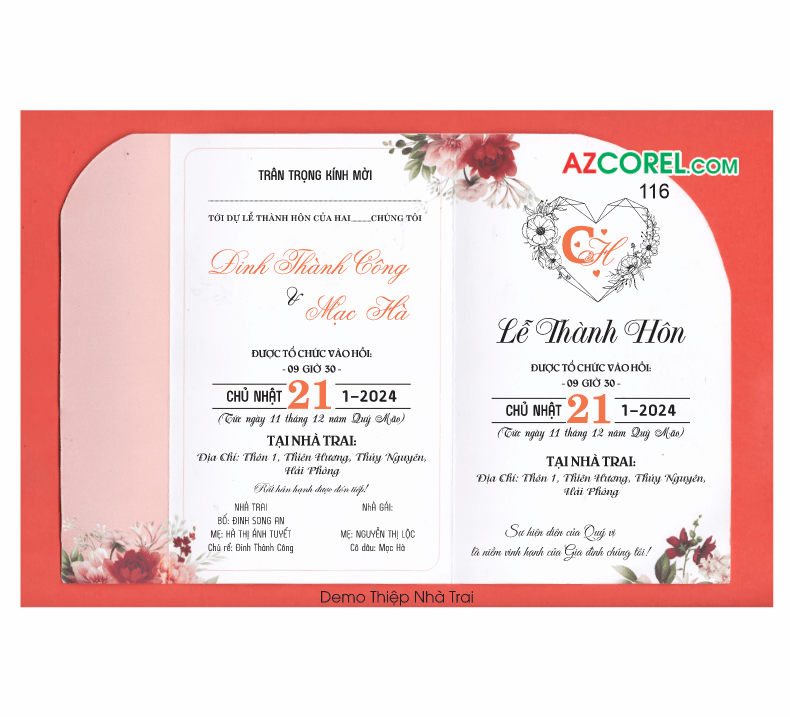 Thiệp cưới Lễ Thành Hôn Thành Công và Mạc Hà