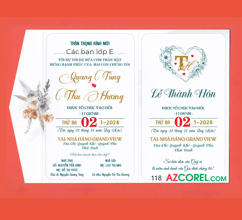 Mẫu thiệp cưới Wedding Quang Tùng & Thu Hương