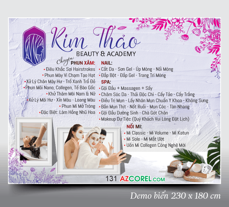 Biển quảng cáo Kim Thảo Beauty & Academy file corel