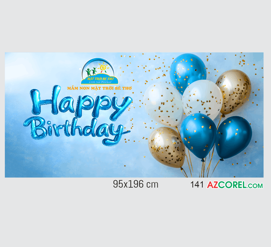 Backdrop sinh nhật Happy Birthday mầm non #2 file corel