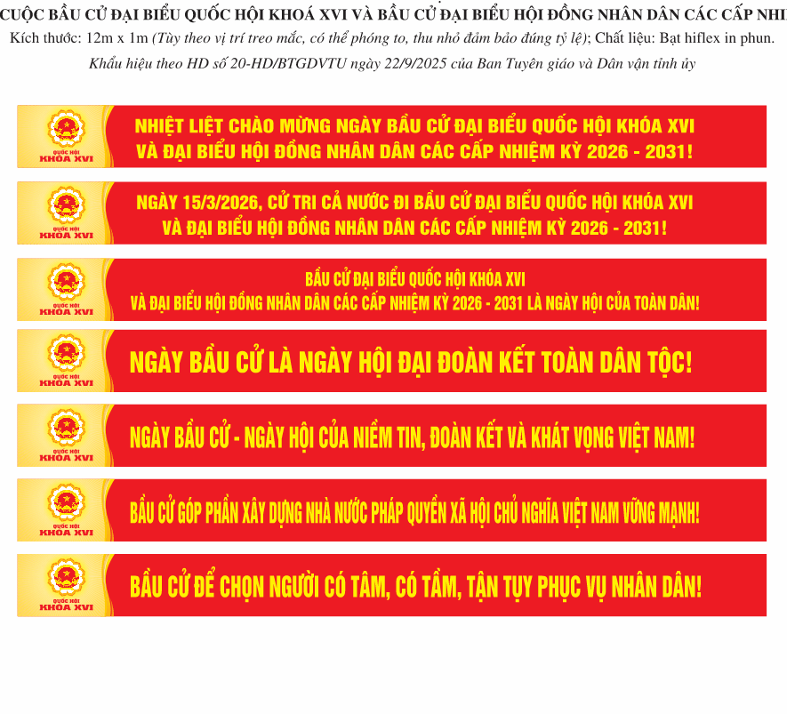 Băng rôn tuyên truyền bầu cử Đại biểu Quốc hội XVI