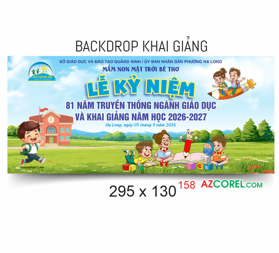 Backdrop Lễ Khai Giảng năm học 2026 trường mầm non
