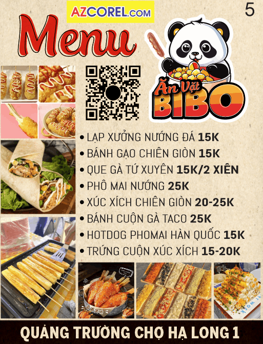 menu ăn vặt bibo