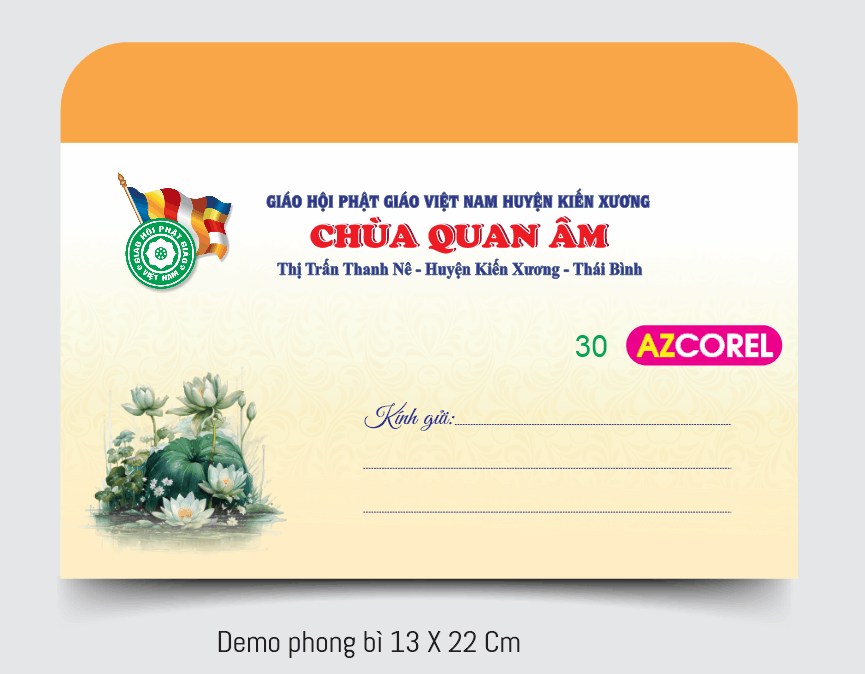 Mẫu Phong bì Chùa Quan Âm - Giáo hội phật giáo