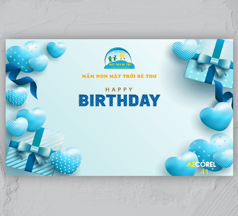 Backdrop sinh nhật Happy Birthday mầm non
