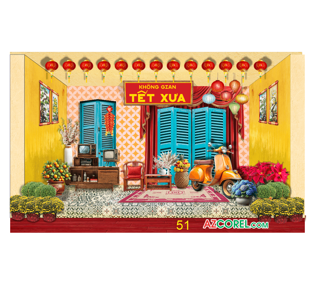 Thiết kế Background Không Gian Tết Xưa năm 2026
