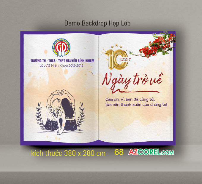 Backdrop 10 năm ngày trở về trường 2026 file corelDRAW