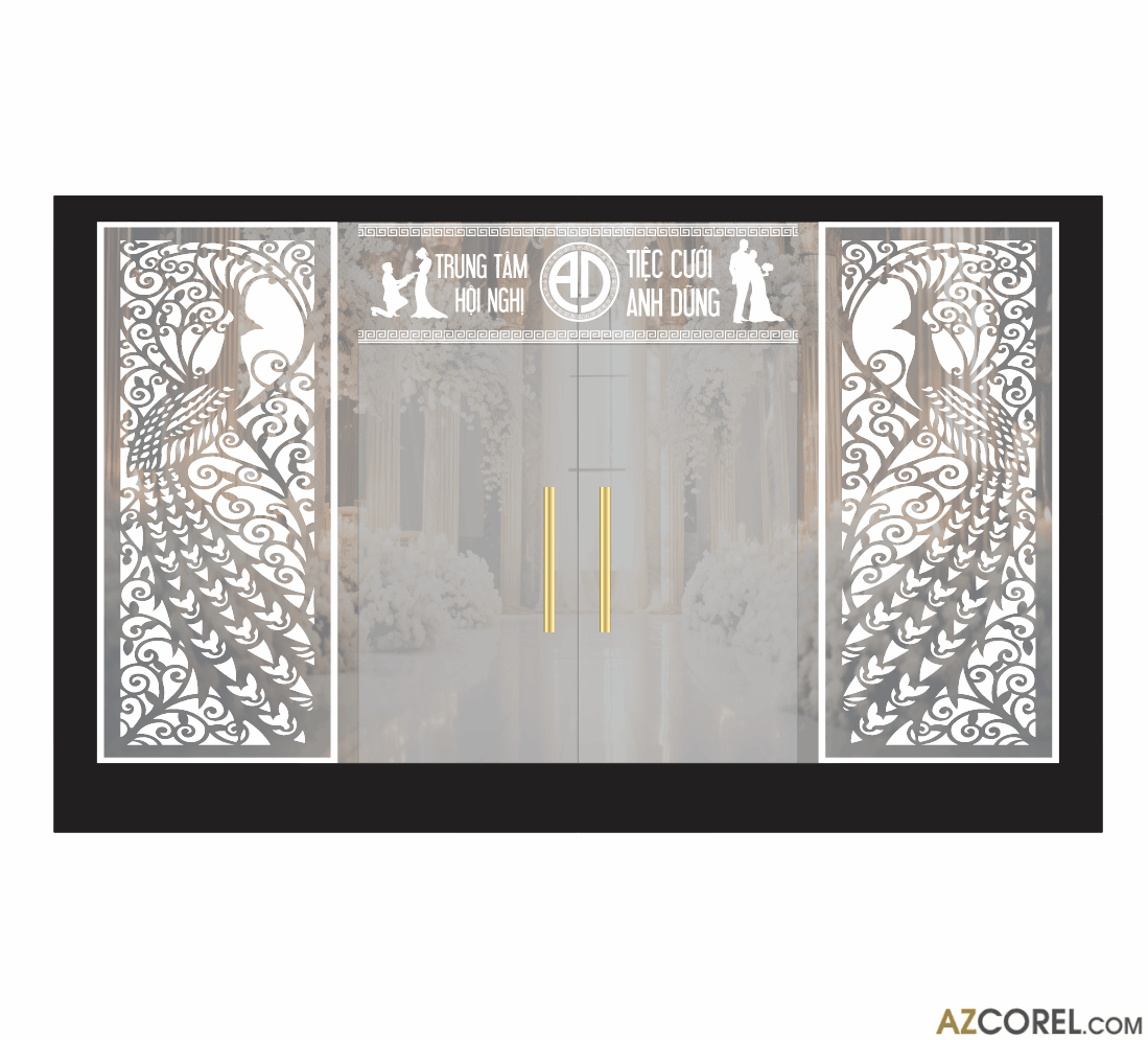 Market trang trí cửa kính trung tâm hội nghị tiệc cưới