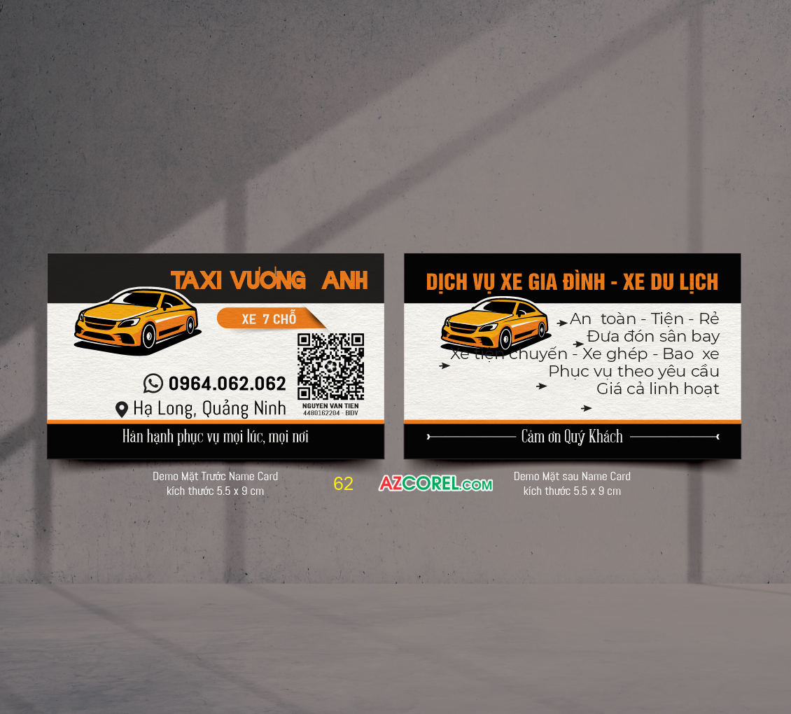 Mẫu demo Name Card Taxi Vương Anh file CorelDRAW