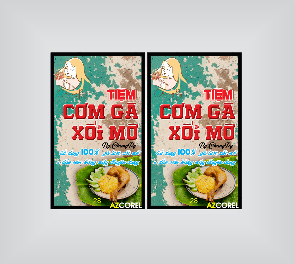Thiết kế mẫu Tiệm Cơm Gà Xối Mỡ file CorelDRAW