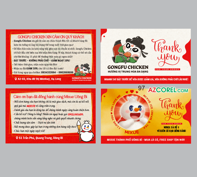 Demo thiệp cảm ơn GongFu Chiken Thank you