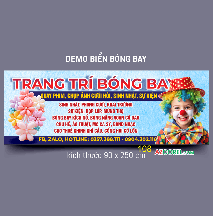 Biển quảng cáo Trang trí bóng bay file corel x7