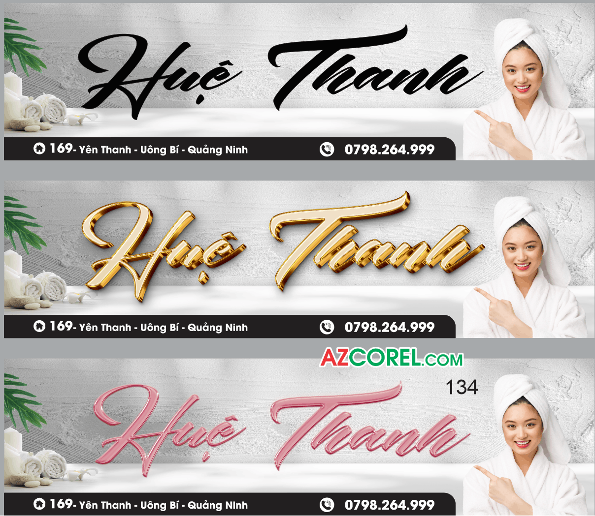 Mẫu demo biển Spa beauty Huệ Thanh file corelDRAW