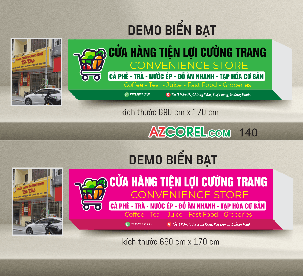 Demo biển bạt Cửa hàng tiện lợi Cường Trang