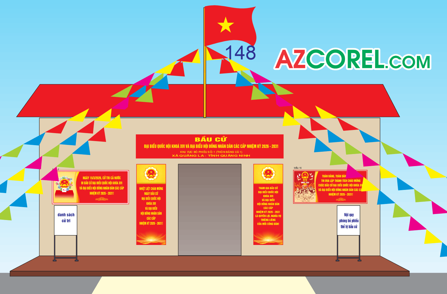 Điểm bầu cử Không có cổng ra vào và bên ngoài