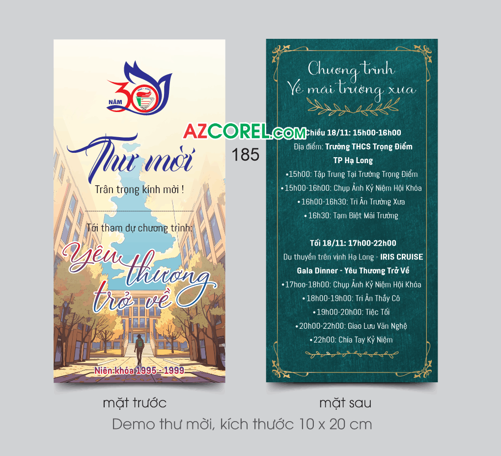 Thư mời chương trình về mái trường xưa file corel x7