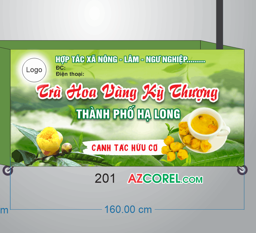 Decal dán xe trà hoa vàng Kỳ Thượng file corel x7