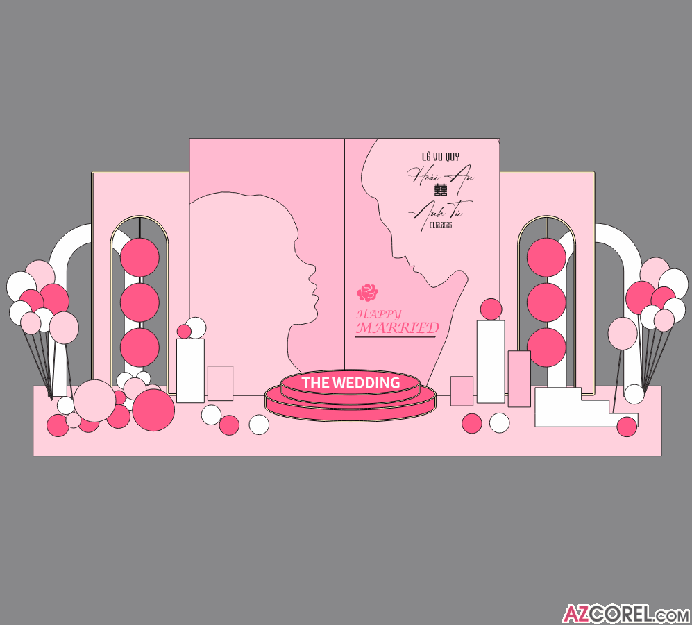 Backdrop trang trí Gia Tiên Lễ Vu Quy #12 file corel