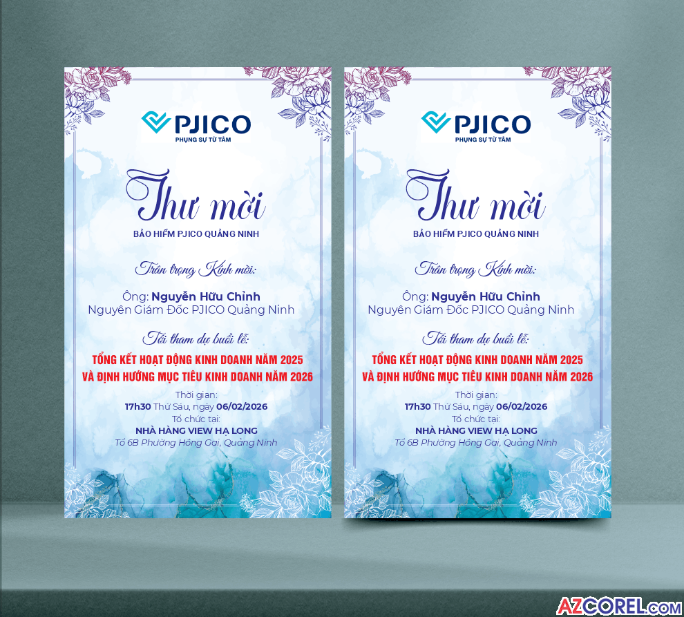 Mẫu thiết kế thư mời Bảo hiểm PJICO file corel