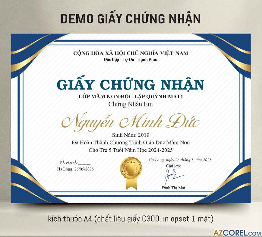 Giấy chứng nhận đã hoàn thành chương trình giáo dục