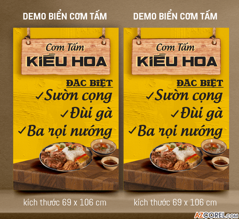 Biển quảng cáo cơm tấm Kiều Hoa file coreldraw x7
