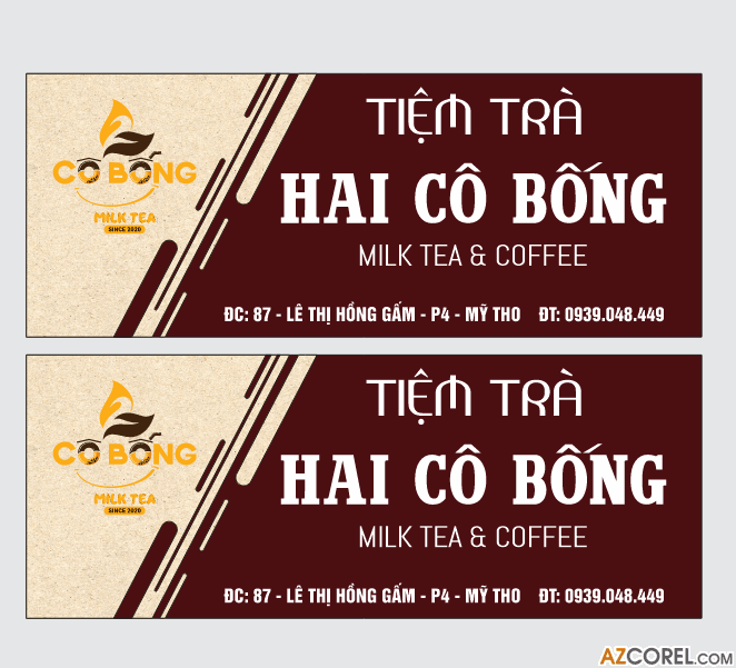 Biển bảng Tiệm trà Hai Cô Bống Milk & Coffee