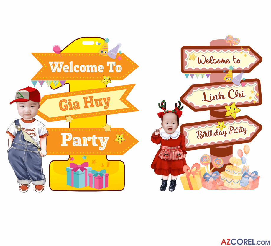 Mẫu thiết kế cột chào sinh nhật file corel x7