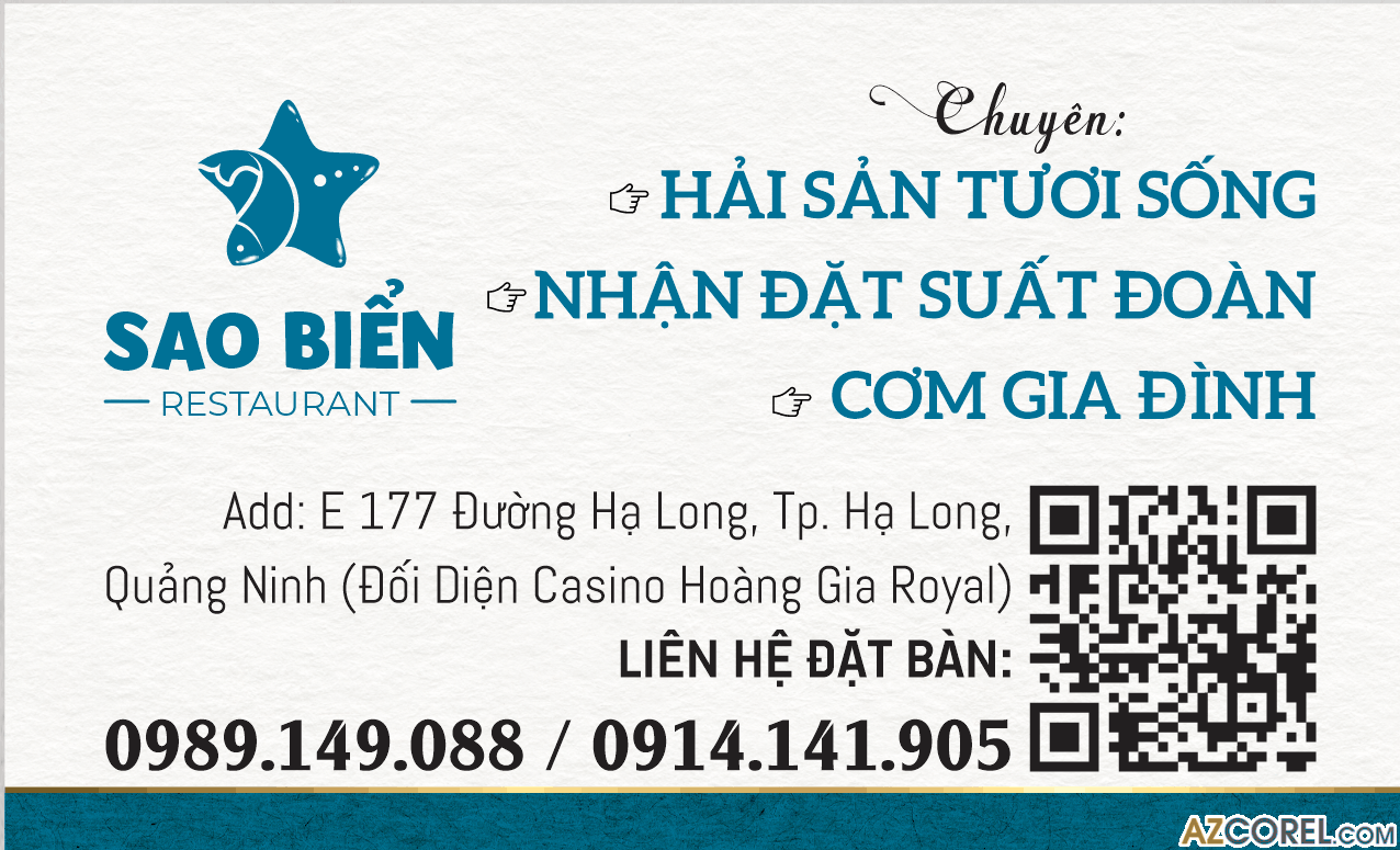 Demo Name card nhà hàng Sao Biển file corel