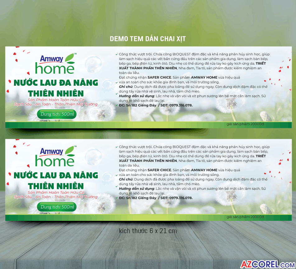 Tem dán chai xịt Amway home nước lau đa năng